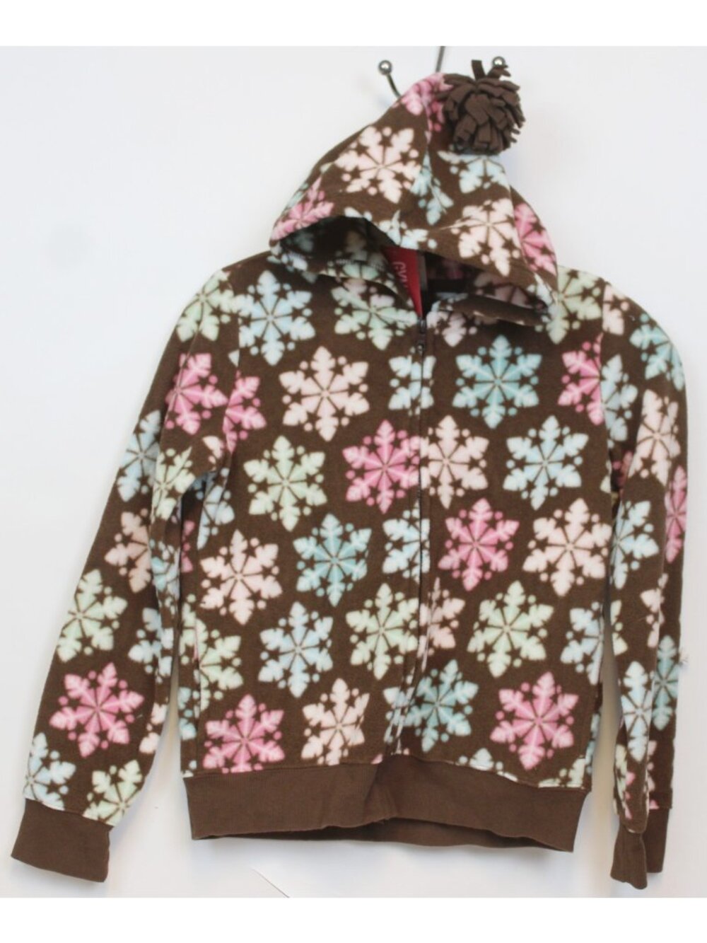 2009 Gymboree Winter Ballerina Lg 10/12 Jacket Fleece Brown Snowflakes Hoodie